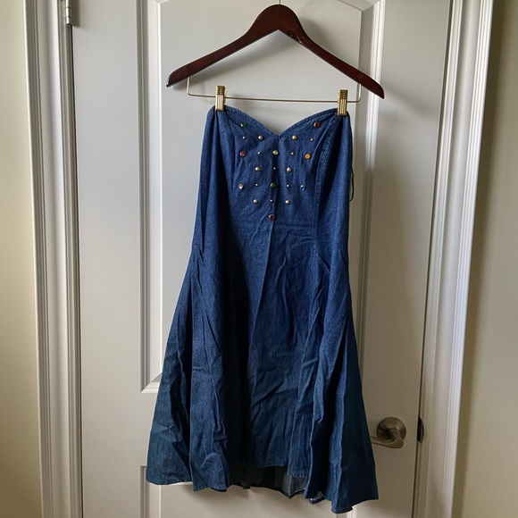 Vintage Ann Young strapless Denim mini dress and Matching jacket - Picture 2 of 9